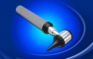 An otoscope is the what audiologists use to examine the ear.